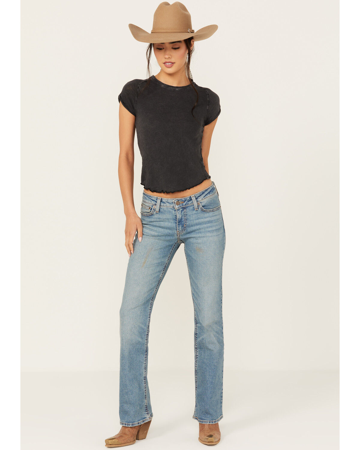 Image #1 - Levi's Superlow Medium Wash Stretch Bootcut Jeans, Medium Wash, hi-res