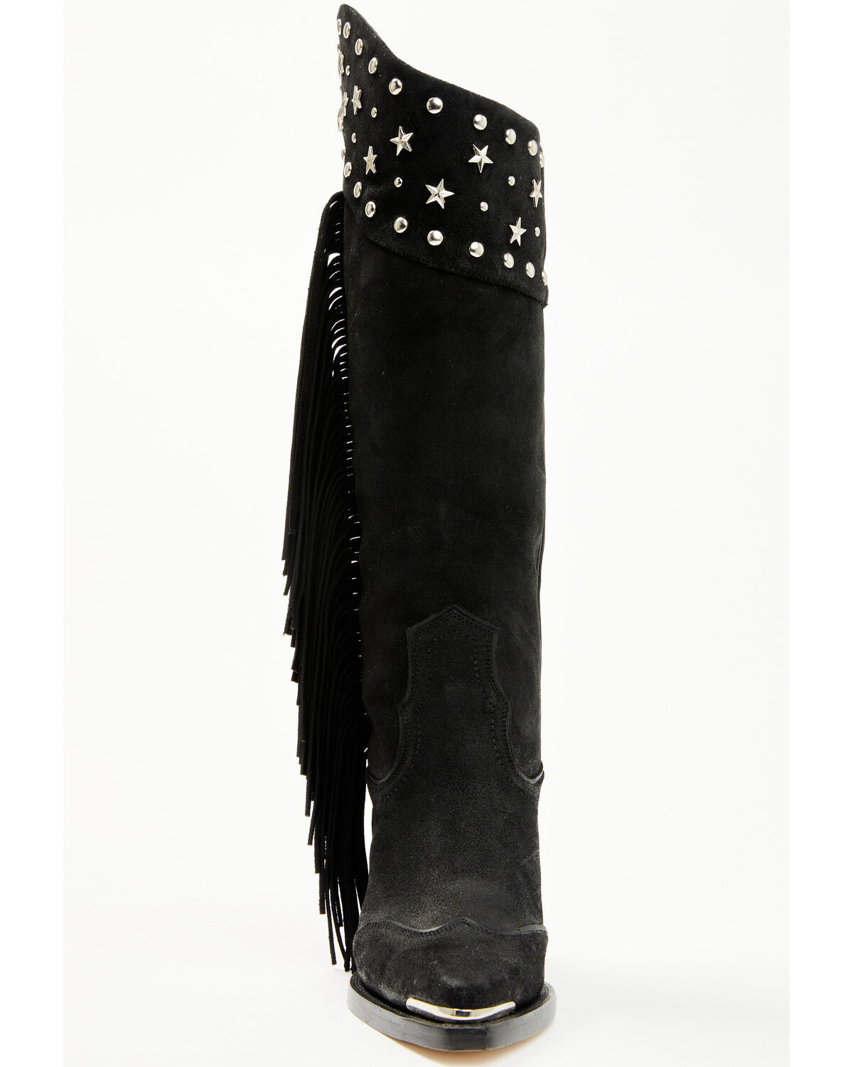 Image #4 - Wonderwest Women's Gloria Embellished Fringe Tall Western Boots - Snip Toe, Black, hi-res