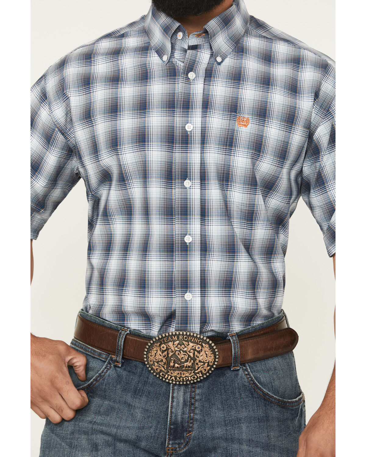 Image #3 - Cinch Men's Plaid Print Short Sleeve Button-Down Western Shirt, Multi, hi-res