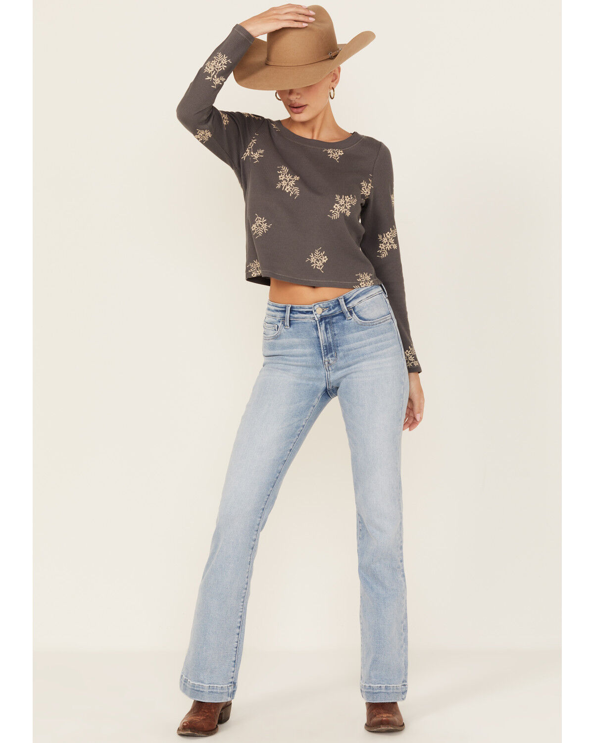 Image #1 - Vervet Women's Light Wash Mid Rise Bootcut Stretch Denim Jeans, Light Wash, hi-res