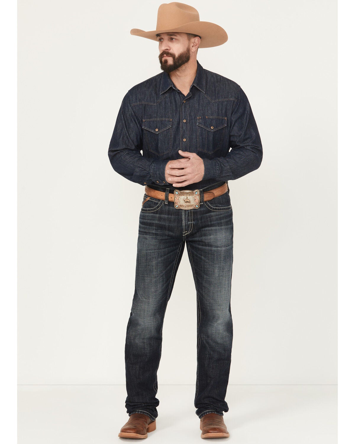 Ariat Men's Boot Barn Exclusive Bart Keith Dark Wash Relaxed Straight Denim Jeans - Big, Dark Wash, hi-res