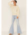 Image #4 - Molly Bracken Women's Leaf Print Sweater, Off White, hi-res
