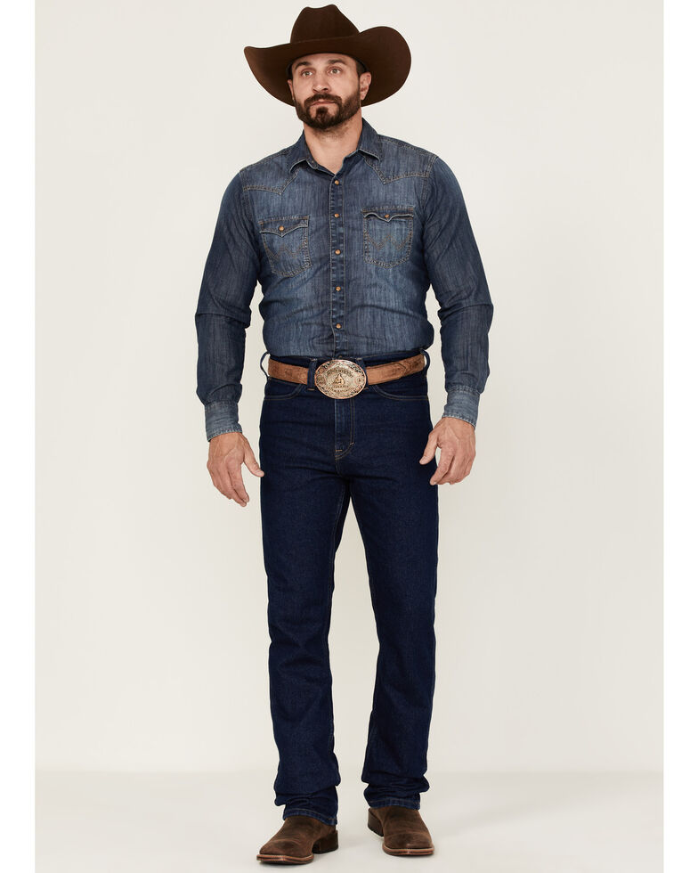 Blue Ranchwear Men's Bucking Horse Dark Wash Rigid Regular Bootcut Jeans , Dark Wash, hi-res
