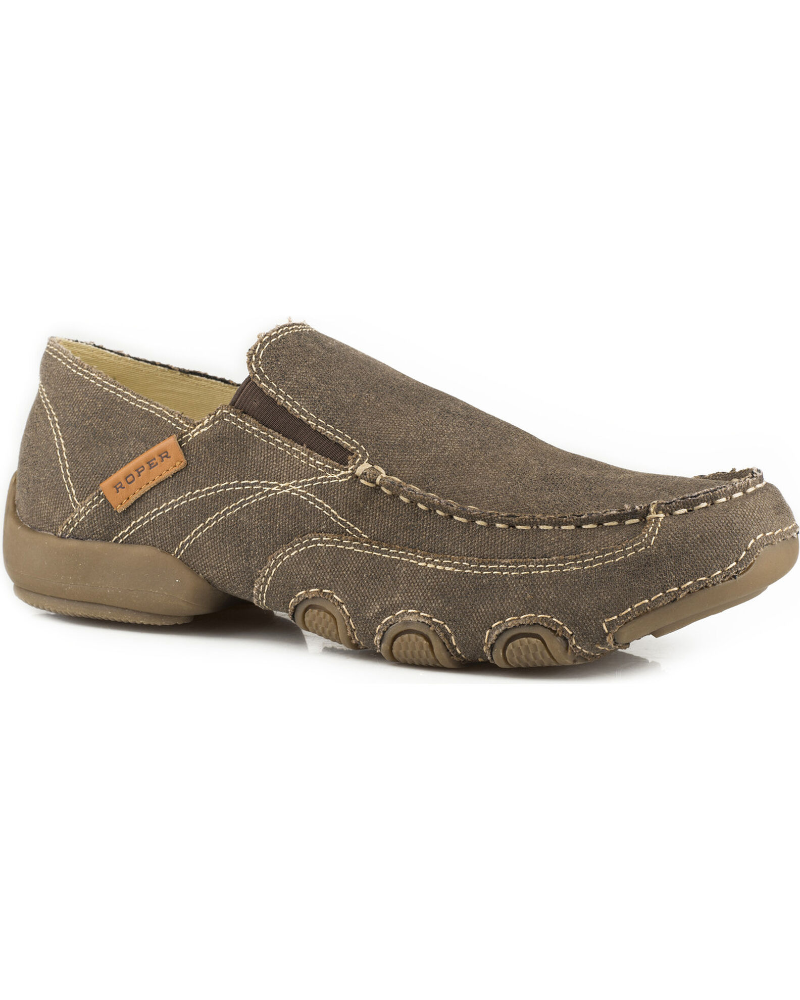 Roper Men s All Over Vintage Canvas Driving Moc Shoes