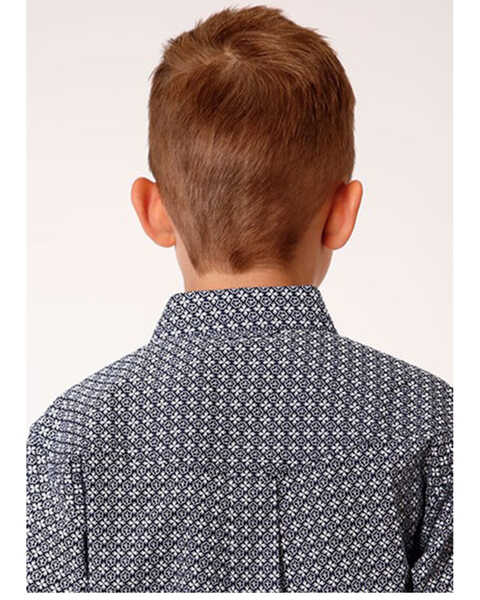 Image #2 - Roper Boys' Amarillo Floral Print Long Sleeve Western Button-Down Shirt, Blue, hi-res