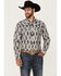Image #1 - Rock & Roll Denim Men's Tek Southwestern Print Long Sleeve Snap Western Shirt, Brown, hi-res