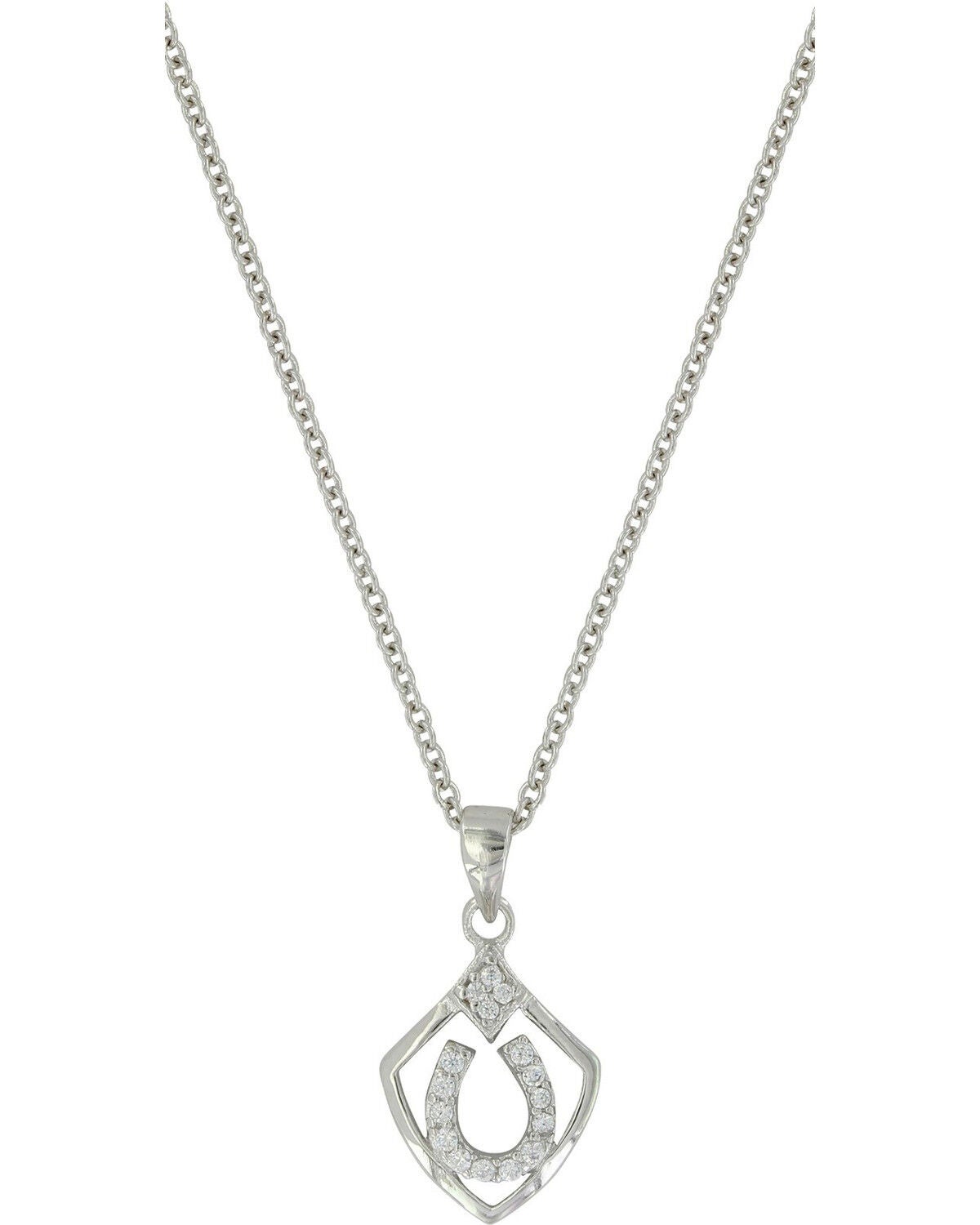 Image #1 - Montana Silversmiths Women's Shielded In Horseshoes Necklace, Silver, hi-res