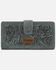 Image #1 - Wrangler Women's Floral Tooled Wallet, Blue, hi-res