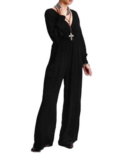 Image #1 -  Stetson Women's Crepe Long Sleeve Jumpsuit, Black, hi-res