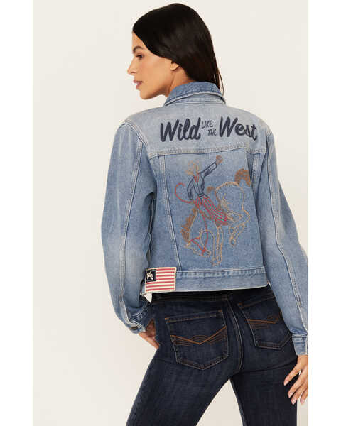 Idyllwind Women's Rigid Foster Medium Wash Embroidered Trucker Jacket , Medium Wash, hi-res