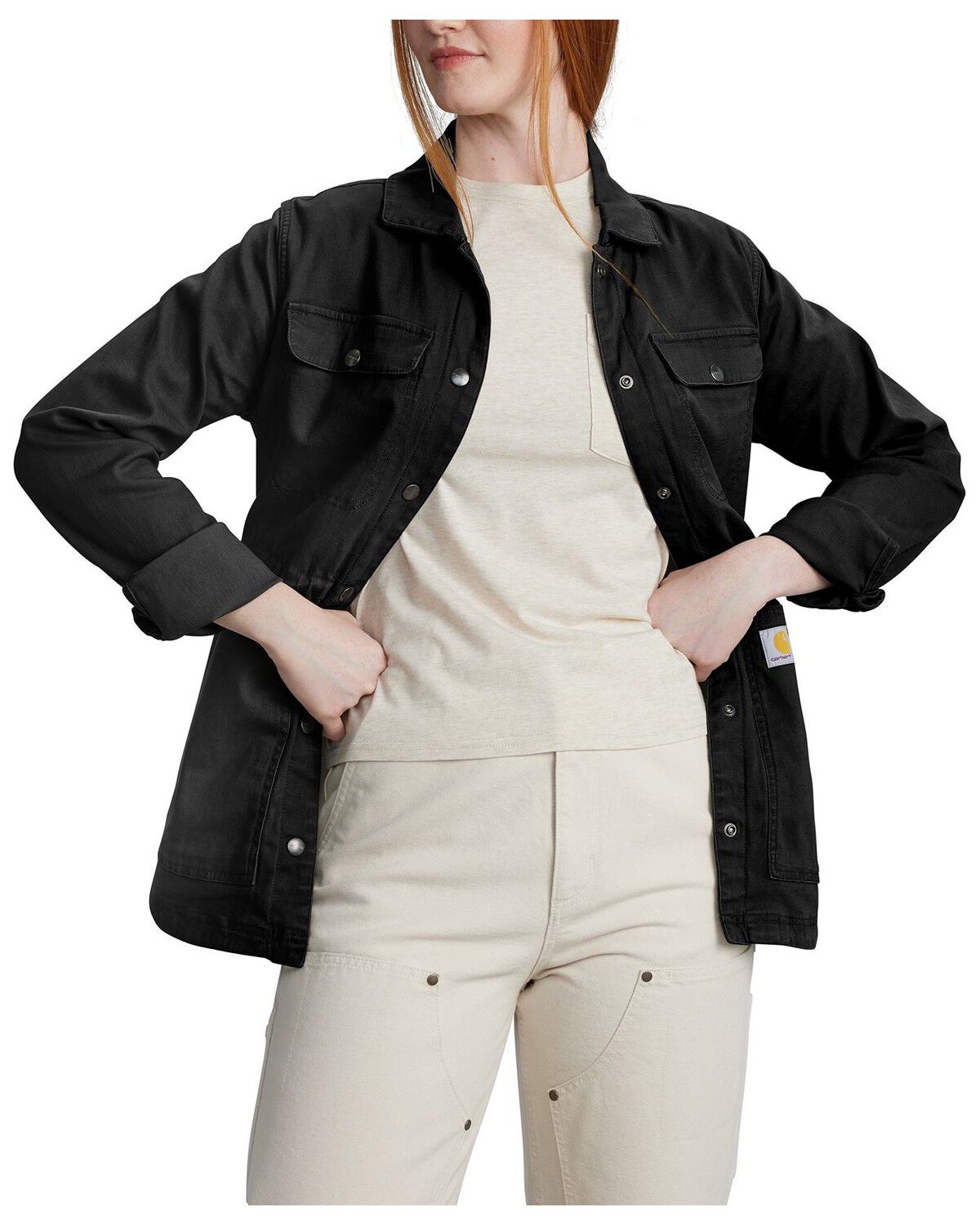 Image #2 - Carhartt Women's Tencel™ Fiber Series Relaxed Canvas Coat, Black, hi-res