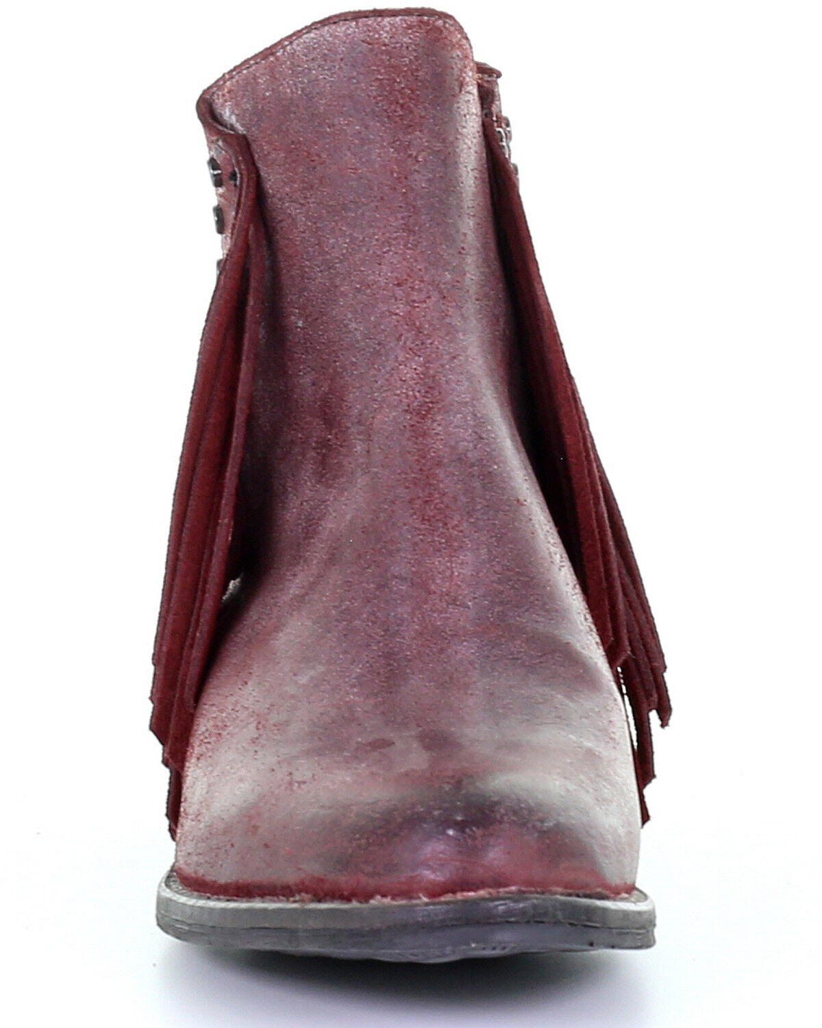 Image #5 - Circle G Women's Wine Studded Fringe Booties - Round Toe, , hi-res