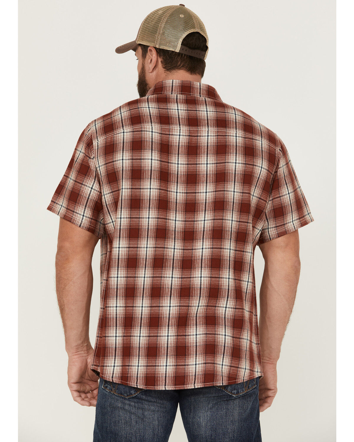 Image #4 - Brothers and Sons Men's Large Plaid Short Sleeve Button Down Western Shirt, Red, hi-res