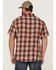 Image #4 - Brothers and Sons Men's Large Plaid Short Sleeve Button Down Western Shirt, Red, hi-res