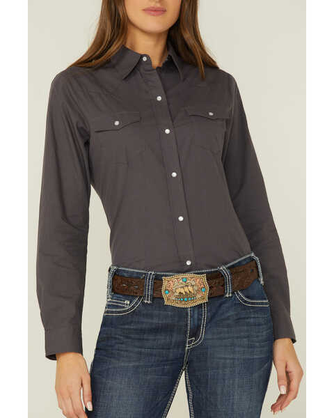 Image #2 - Roper Women's Solid Long Sleeve Snap Western Shirt, , hi-res