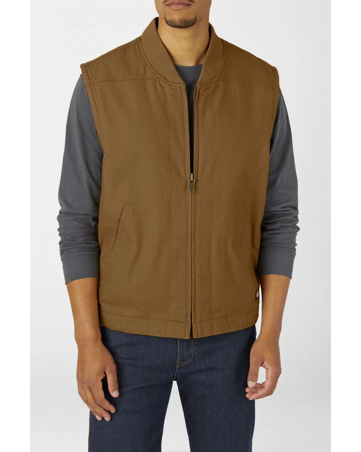 Image #1 - Dickies Men's Rinsed Brown Brushed Sherpa Duck Work Vest, Brown, hi-res