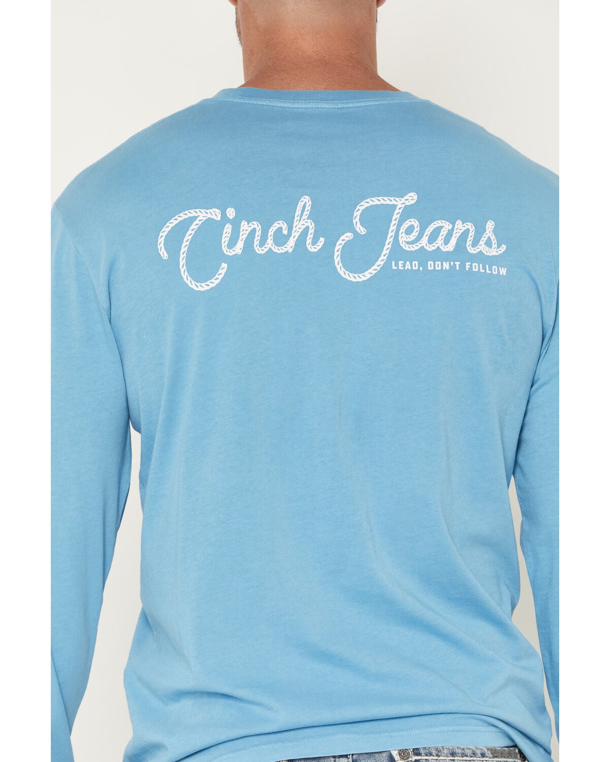 Image #3 - Cinch Men's Roped Logo Long Sleeve Graphic T-Shirt, Blue, hi-res
