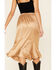 Very J Women's Mocha Satin Ruffle Midi Skirt , Cognac, hi-res