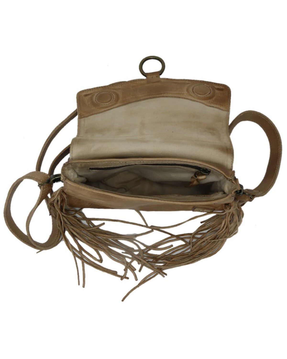 Image #4 - Bed Stu Women's Hidden Fringe Crossbody Bag, Tan, hi-res
