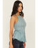 Image #2 - Shyanne Women's Stretch Lace Halter Fringe Tank, Aqua, hi-res
