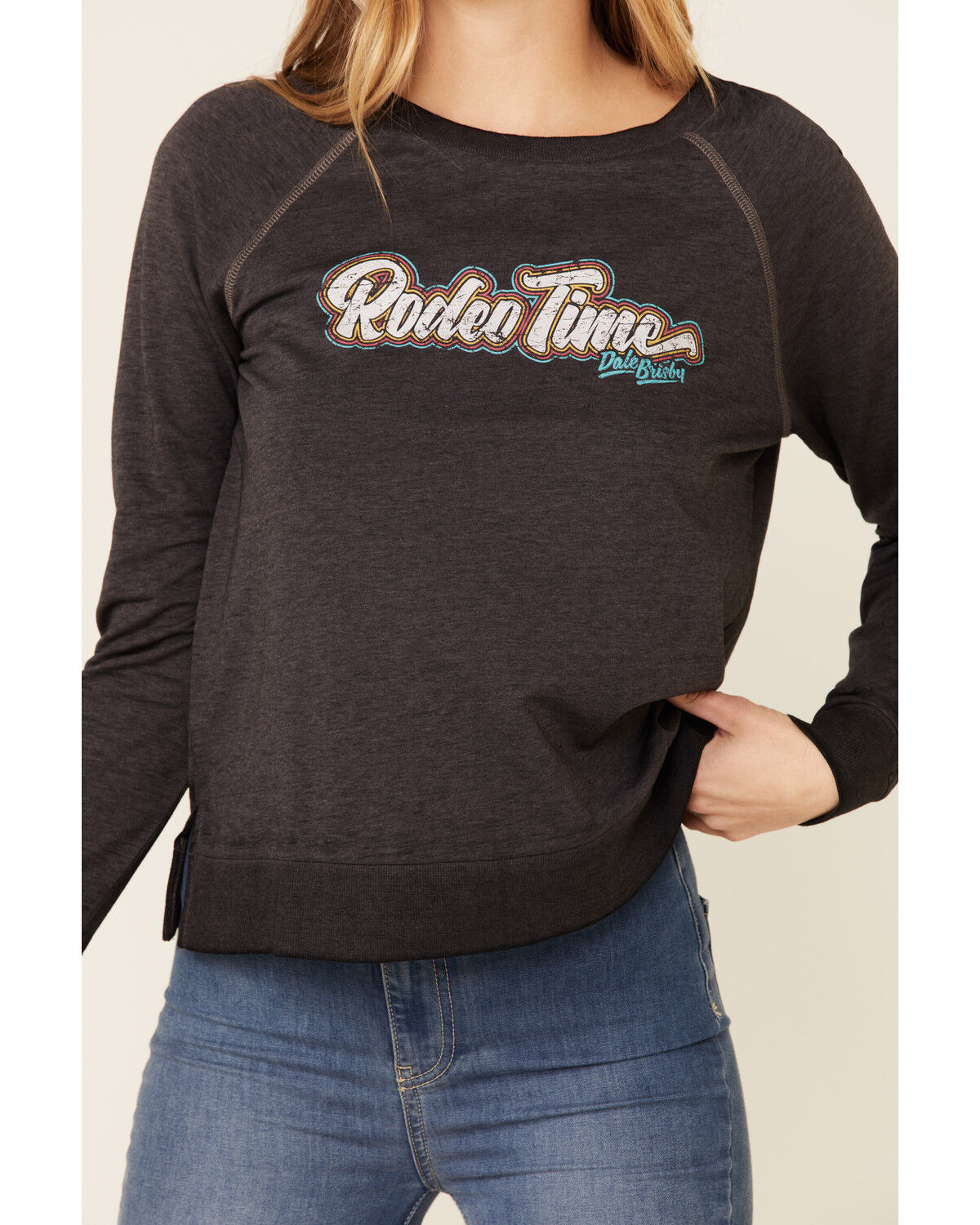Image #3 - Dale Brisby Women's Rodeo Time Graphic Long Sleeve Top, Charcoal, hi-res