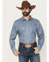 Image #1 - Cinch Men's Tonal Floral Long Sleeve Snap Performance Western Shirt, Blue, hi-res