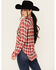 Image #4 - Beyond The Radar Women's Plaid Print Long Sleeve Button-Down Western Shirt, Red, hi-res