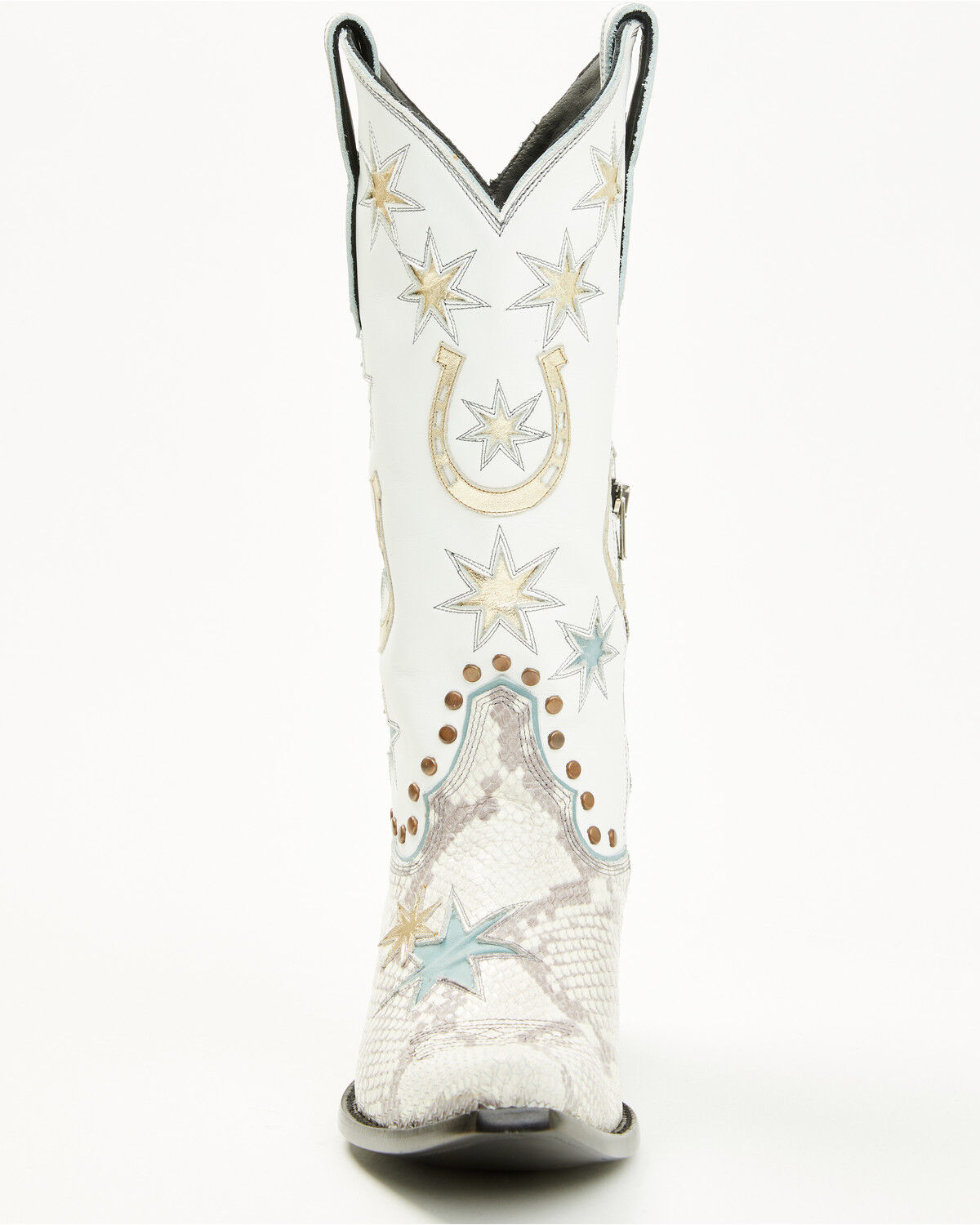 Image #4 - Old Gringo Women's Lucky Star Exotic Python Tall Western Boots - Snip Toe, White, hi-res