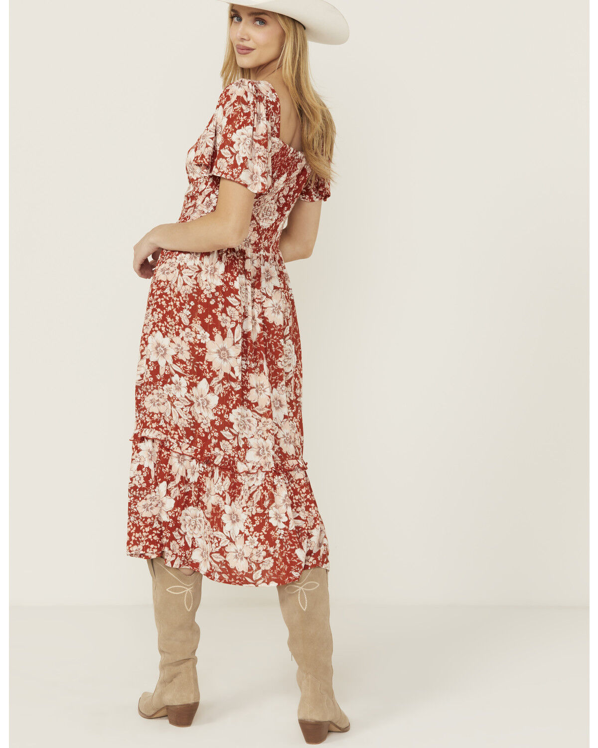 Image #4 - Wild Moss Women's Floral Print Short Sleeve Midi Dress, , hi-res