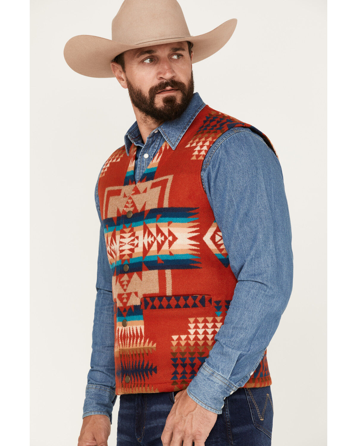 Pendleton Men's Gorge All-Over Print Quilted Snap Vest Pendleton Men's Gorge All-Over Print Quilted Snap Vest
