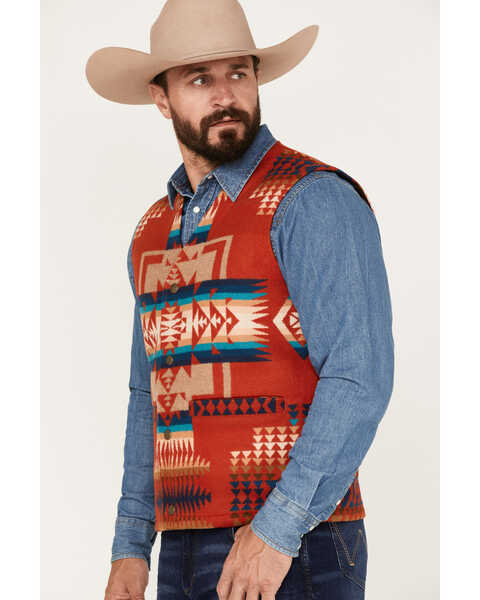 Image #2 - Pendleton Men's Gorge All-Over Print Quilted Snap Vest , Red, hi-res