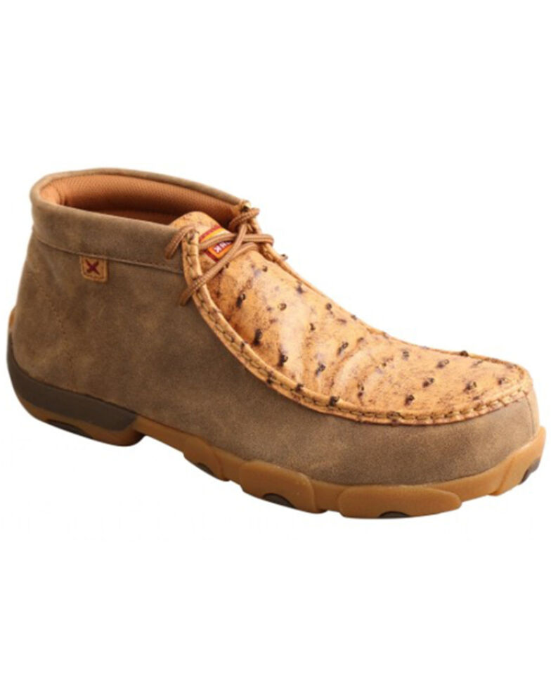 Twisted X Men's Exotic Full-Quill Ostrich Skin Work Shoes - Nano Composite Toe, Brown, hi-res