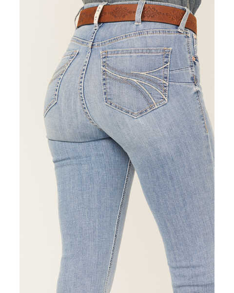Image #4 - Ariat Women's R.E.A.L. Light Wash High Rise Felicity Stretch Bootcut Jeans, Blue, hi-res