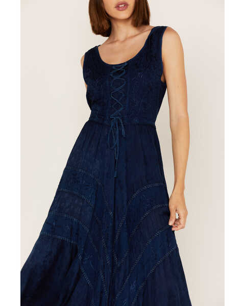 Image #4 - Scully Women's Lace-Up Jacquard Midi Dress, Blue, hi-res
