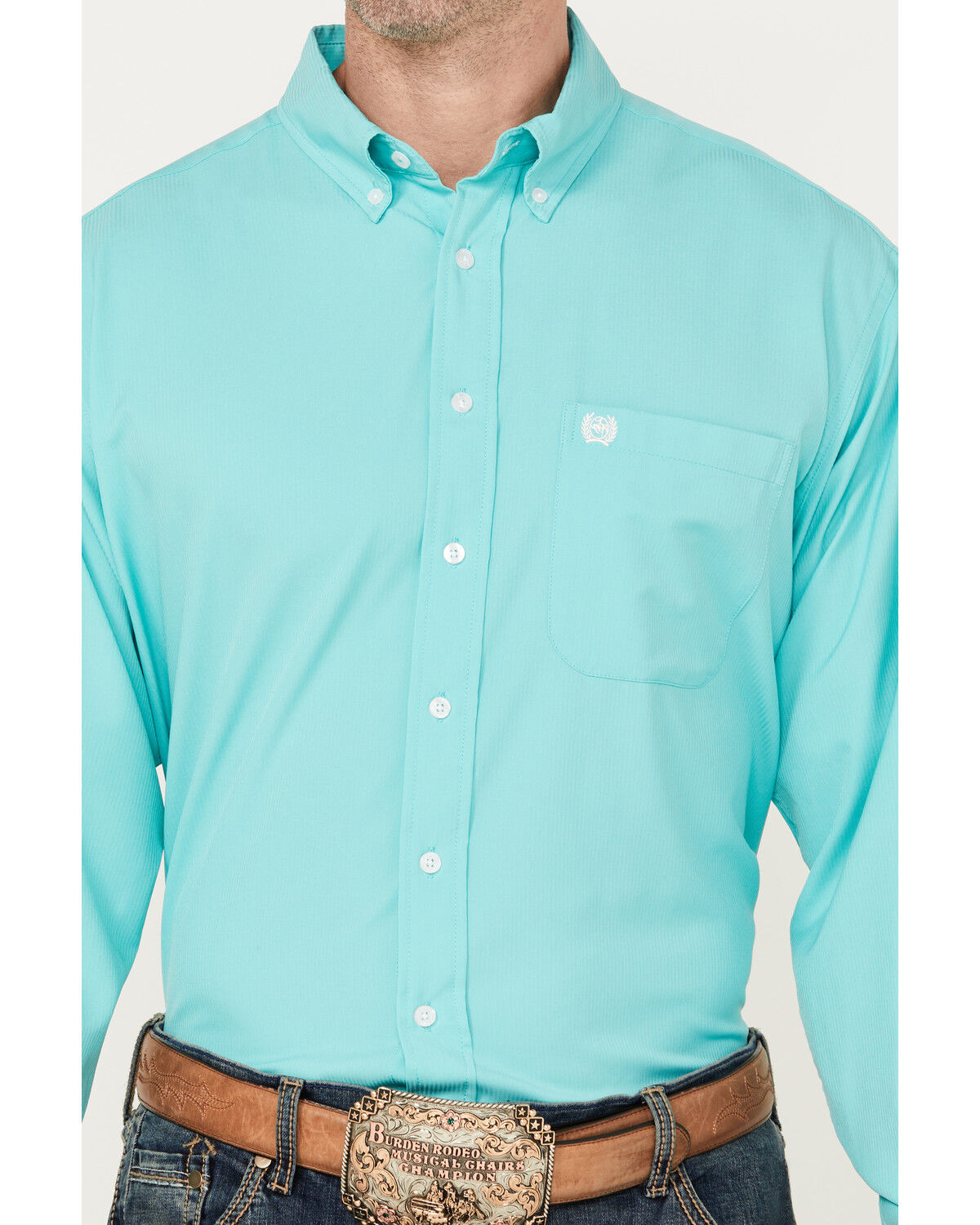 Image #3 - Cinch Men's ARENAFLEX® Solid Long Sleeve Button-Down Western Shirt, Turquoise, hi-res