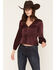 Image #1 - Idyllwind Women's Berwick Tie-Front Blouse, Wine, hi-res