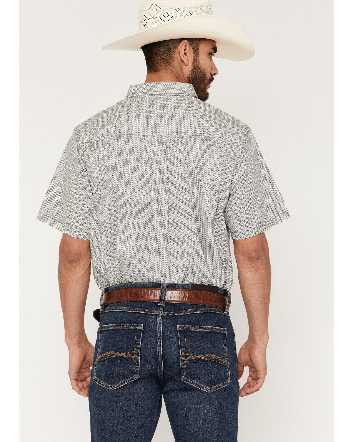 Image #4 - RANK 45&reg; Men's Charged Geo Print Short Sleeve Button-Down Stretch Western Shirt, Navy, hi-res