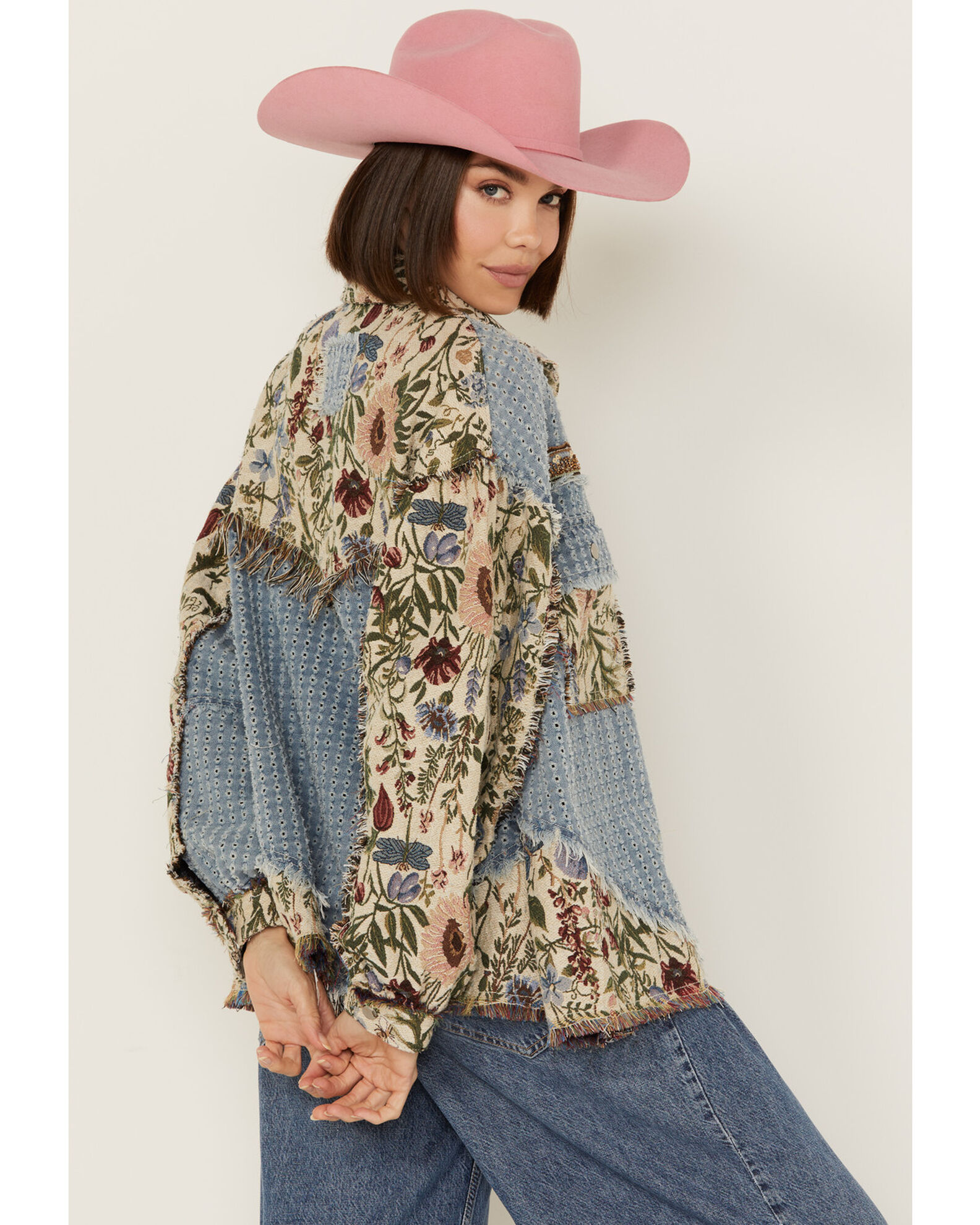 Denim shacket women's online