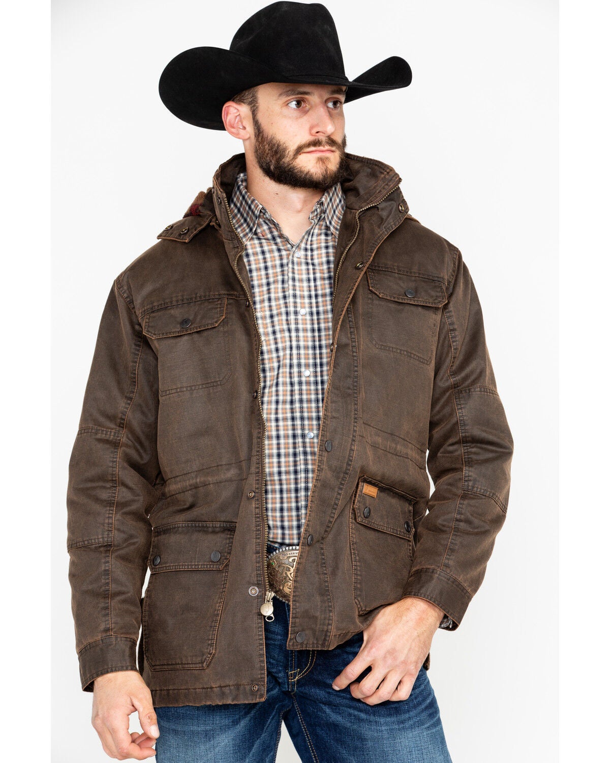Outback Trading Co. Men's Langston 2-Way Fleece Jacket, Brown, hi-res
