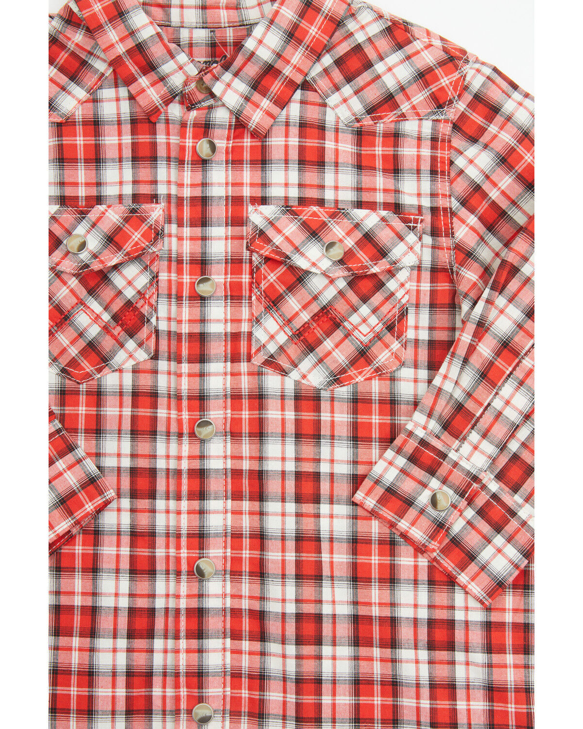 Image #2 - Wrangler Toddler Boys' Plaid Print Long Sleeve Snap Western Shirt, Red, hi-res