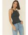 Shyanne Women's Heather High Neck Tank Top, Charcoal, hi-res