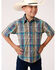 Roper Boys' Wildwood Plaid Short Sleeve Western Snap Shirt , Brown, hi-res