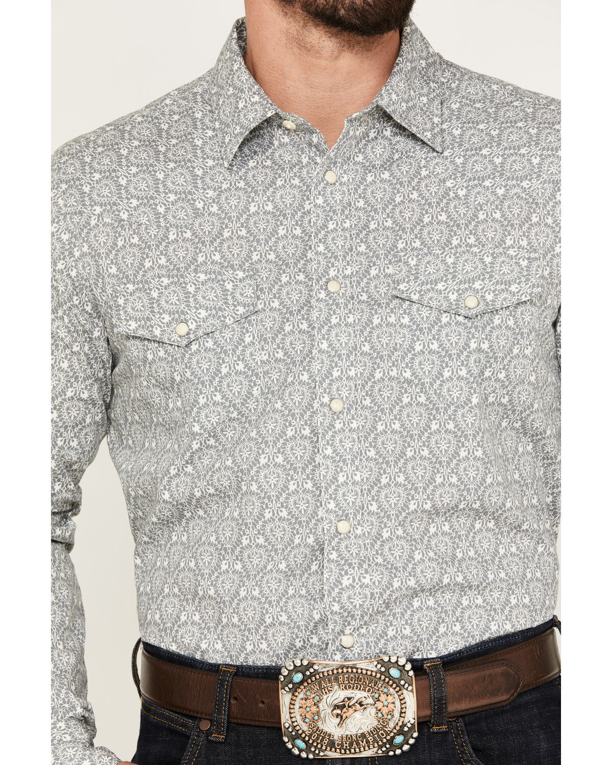 Image #3 - Gibson Men's Goldfield Floral Print Long Sleeve Western Pearl Snap Shirt, , hi-res