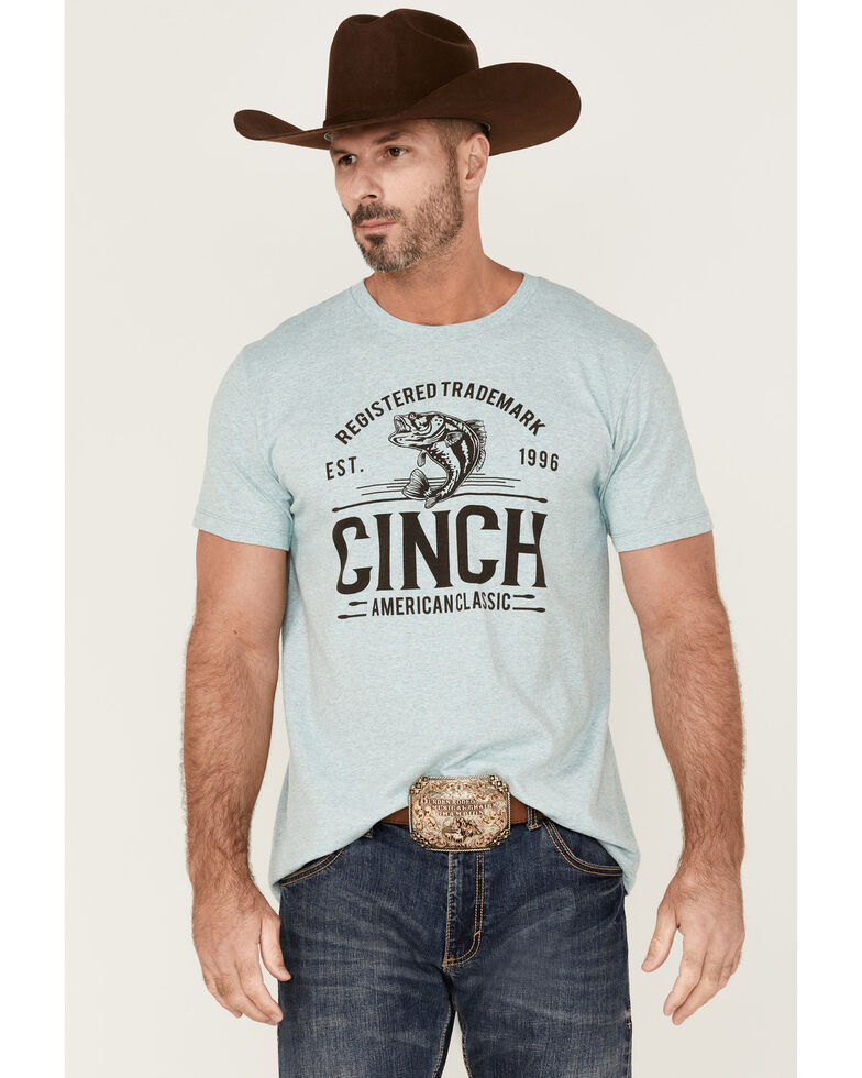 Cinch Men's Classic Logo Graphic T-Shirt , Light Blue, hi-res