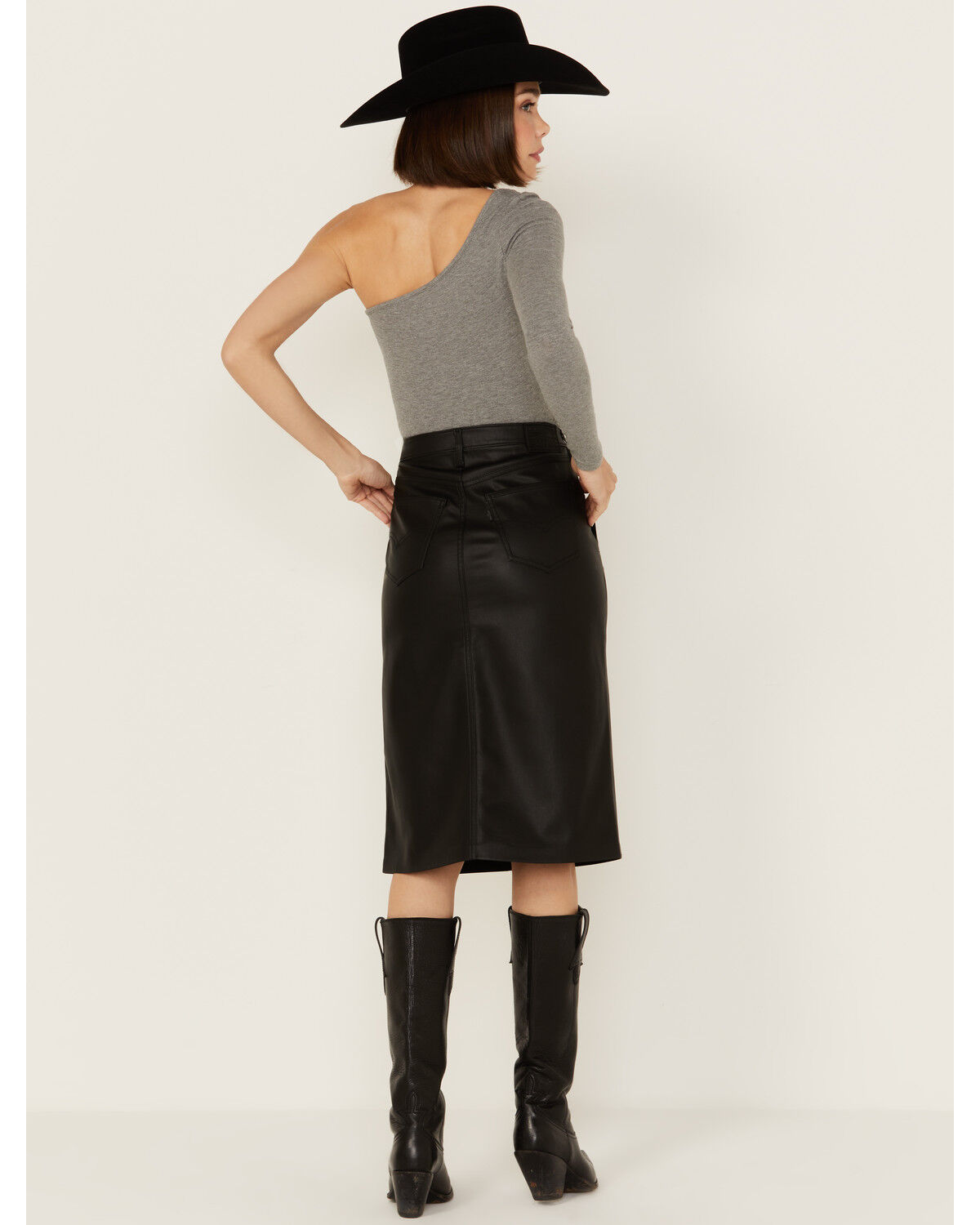 Image #3 - Levi's Premium Women's Faux Leather Icon Pencil Skirt, Black, hi-res