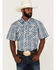 Image #1 - Cowboy Hardware Men's Arroyo Large Plaid Print Short Sleeve Snap Western Shirt , Steel, hi-res