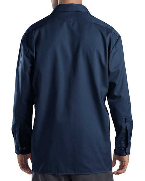 Image #3 - Dickies Men's Solid Twill Long Sleeve Work Shirt - Folded , Navy, hi-res