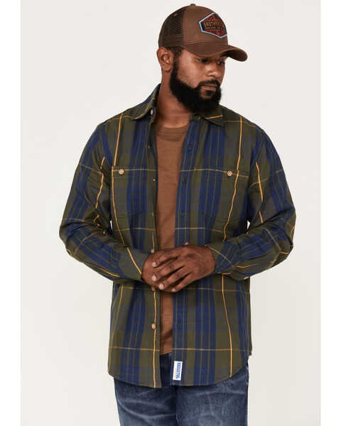 Image #1 - Resistol Men's Longmont Large Plaid Button Down Western Shirt , Olive, hi-res