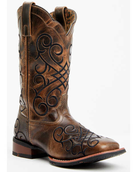 Image #1 - Laredo Women's Margo Western Boots - Broad Square Toe , Dark Brown, hi-res