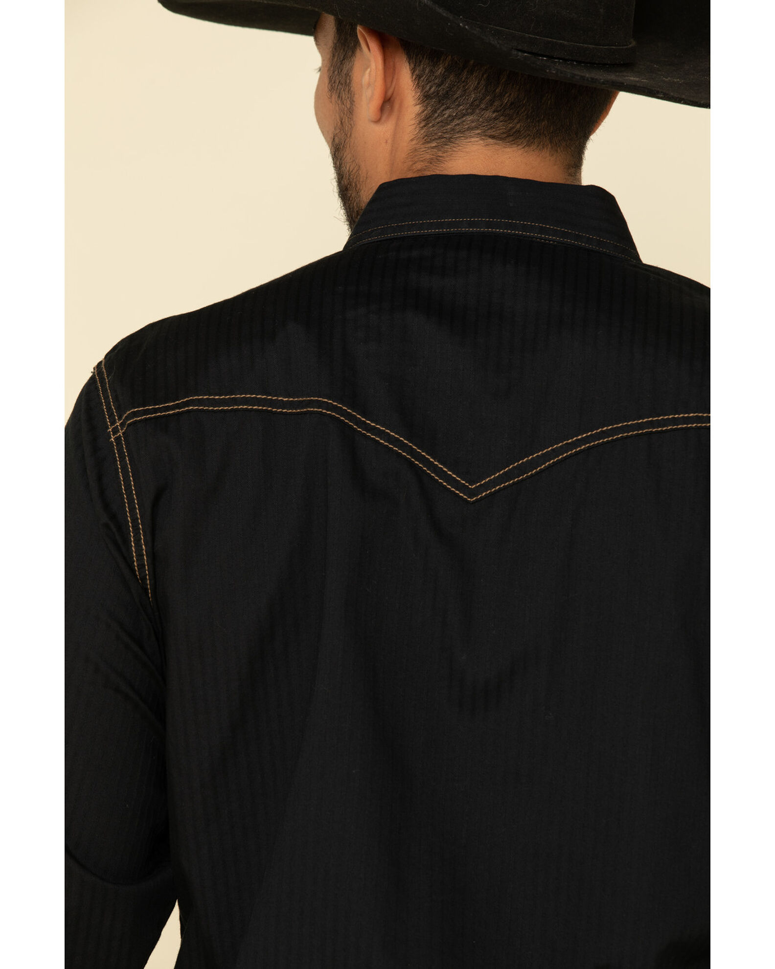 Image #5 - Wrangler Retro Premium Men's Solid Long Sleeve Western Shirt, Black, hi-res